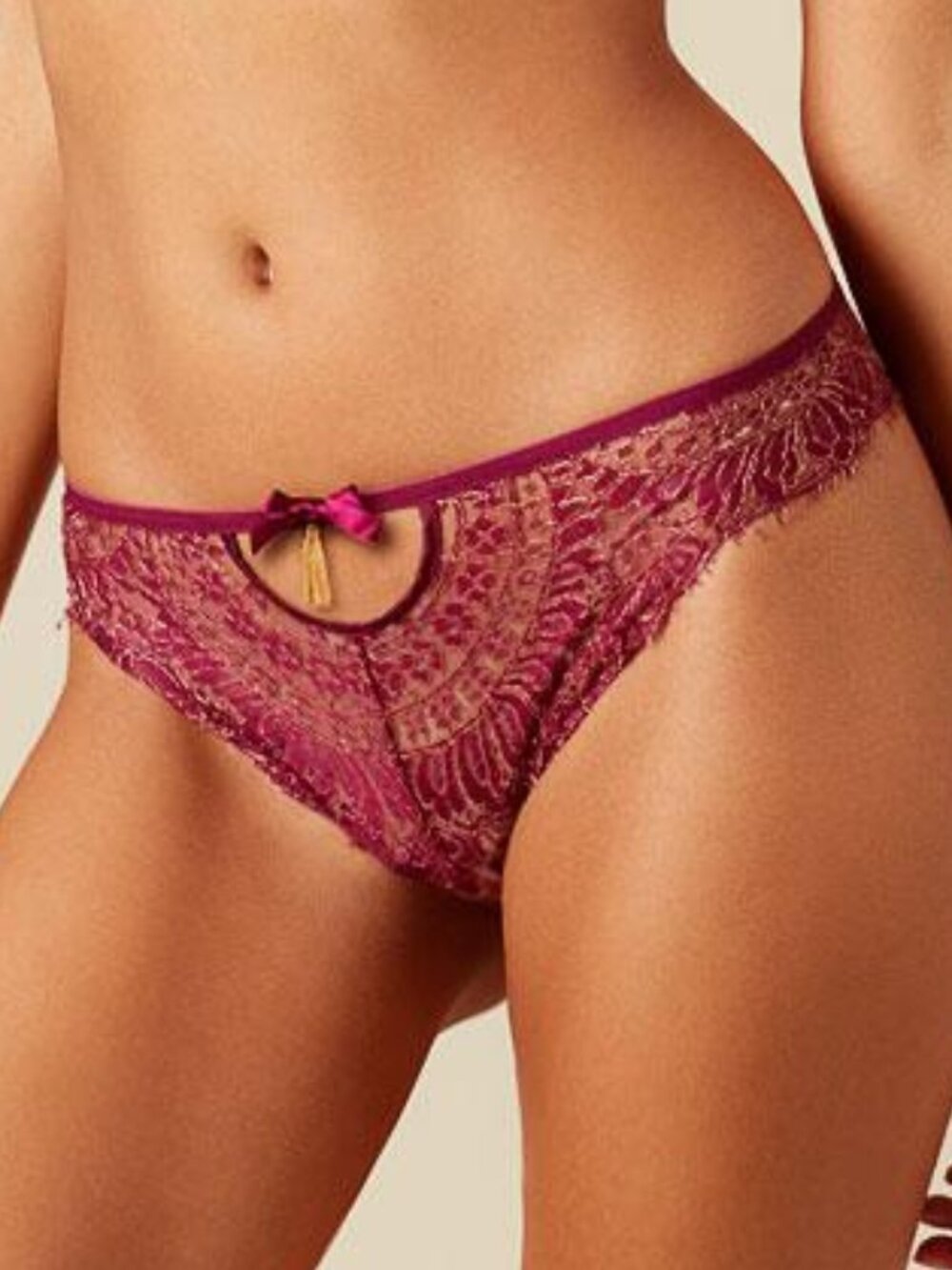 Agent Provocateur ZALIA Brief NWT Burgundy & Gold